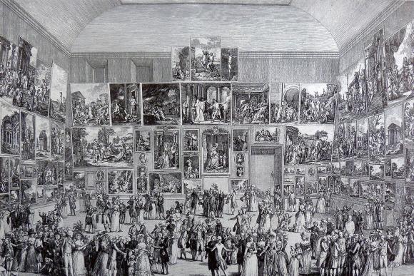 Le Salon de 1787 au Louvre, gravure de Pietro Antonio Martini.
